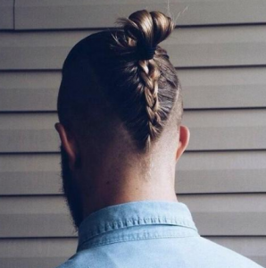 Braided Man Bun with Shaved Sides