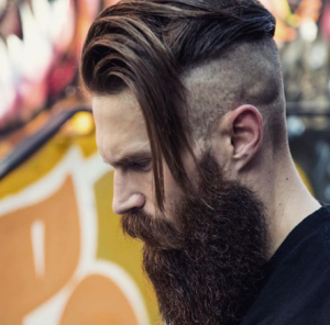 Undercut with Side Swept Hair and Beard