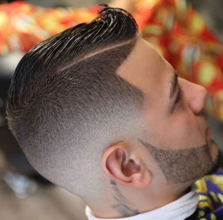 Low Bald Fade With Hard Side Part And Beard The Hair Stylish
