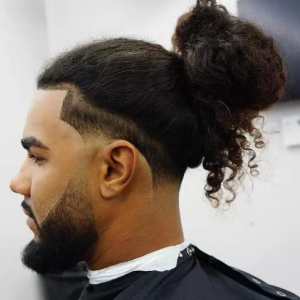 Thick Man Bun with Line Up